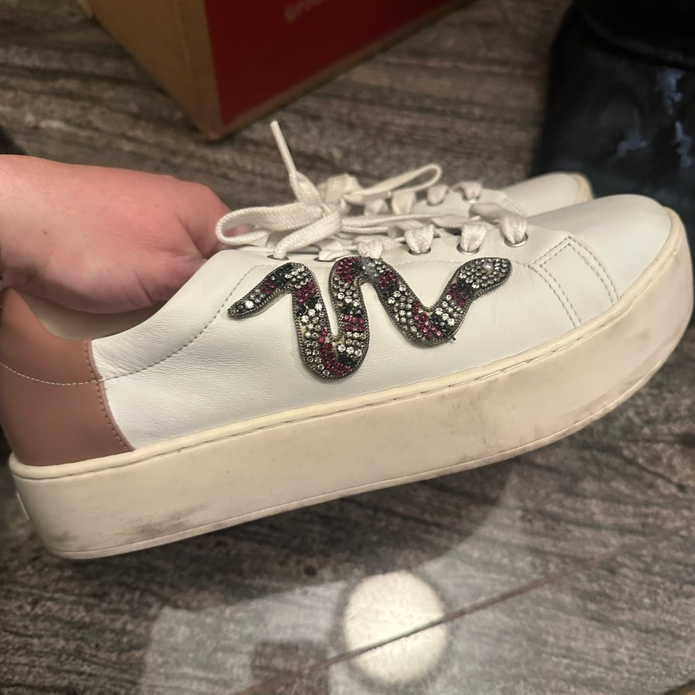 Snake beaded embellished shoes sneakers
